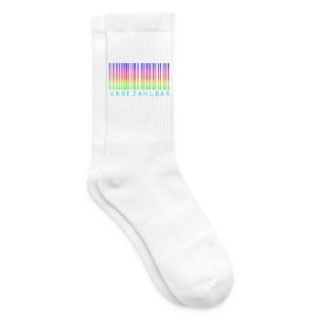Barcode Regenbogen "UNBEZAHLBAR"  - Tennissocken - Weiß - Rechts