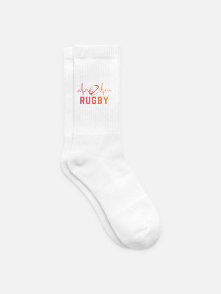 Rugby Herzschlag Rugbyspieler - Tennissocken - Weiß