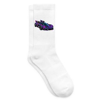 Lila Neon-Supersportwagen - Tennissocken - Weiß - Rechts