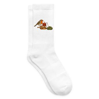 Rotkehlchen wickelt Garn - Tennissocken - Weiß - Rechts