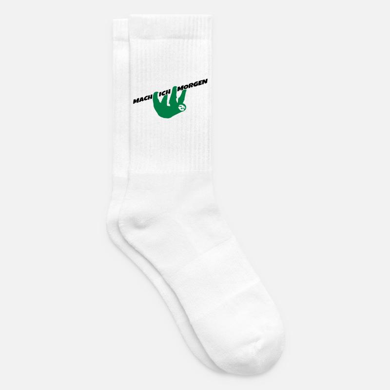 Faultier Mach ich morgen Spruch Prokrastination - Tennissocken - Weiß