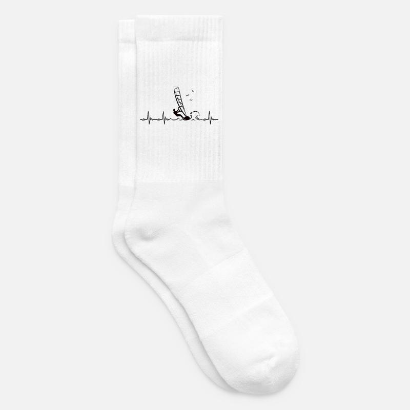 Windsurfen Heartbeat mit Windsurfer Puls Frequenz - Tennissocken - Weiß