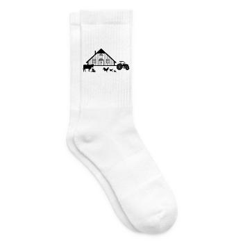 Tracteur agricole vache veau poulets coq poussins - Chaussettes de tennis - blanc - Droite