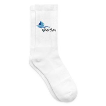 North Sea design with sailboat - Tennis socks - white - Right