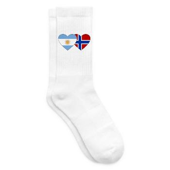 Argentina Norway Flag Heart - Tennis socks - white - Right