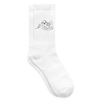 Otter mit Ente Ausmalmotiv - Tennissocken - Weiß - Rechts