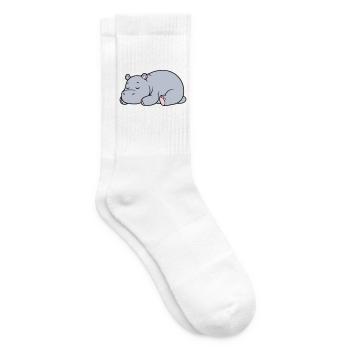 Sleeping Hippopotamus Tired Lazy Vector - Tennis socks - white - Right