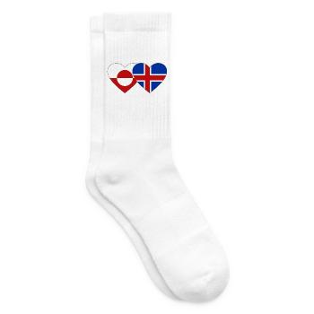 Greenland Denmark Flag Heart - Tennis socks - white - Right