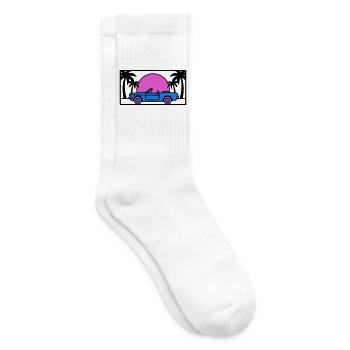 Convertible Palm Trees Sunset Graphic - Tennis socks - white - Right