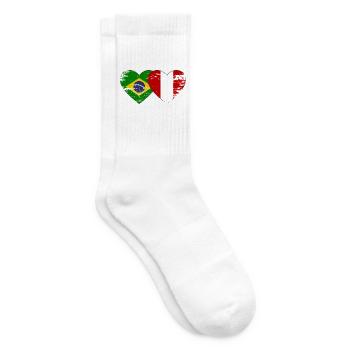 Brazil Peru Flag Hands Heart Shape Used - Tennis socks - white - Right