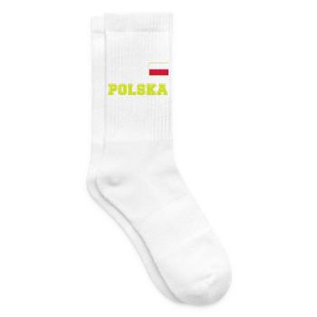 Polen Trikot Look – POLSKA mit Fahne bzw. Flagge - Tennissocken - Weiß - Rechts
