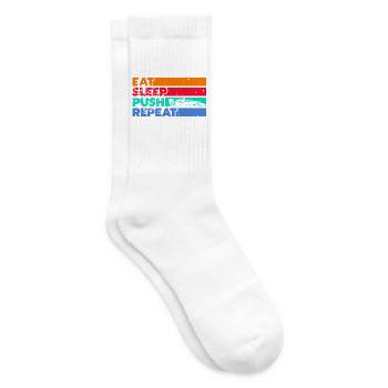 Essen, schlafen, pressen, wiederholen - Tennissocken - Weiß - Rechts