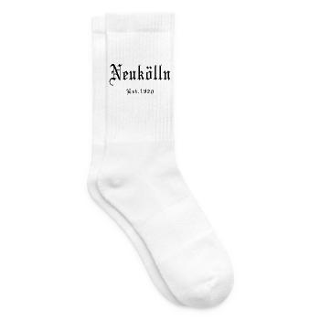 Bezirk Neukölln est 1920 Frakturschrift Berliner - Tennissocken - Weiß - Rechts