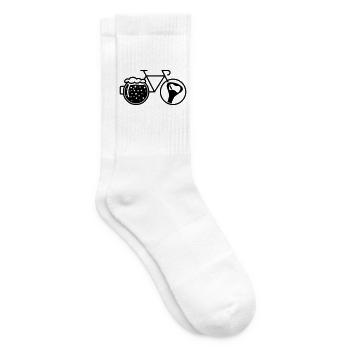 Fahrrad mit Bierglas. Radfahrer, Fahrrad und Flaschenöffner. - Tennissocken - Weiß - Rechts