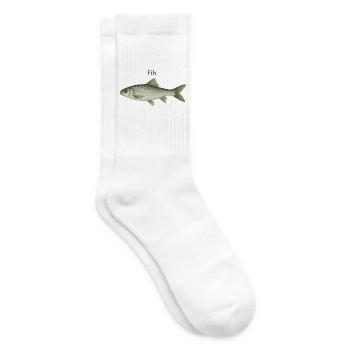 Fih – minimalistischer Fisch - Tennissocken - Weiß - Rechts