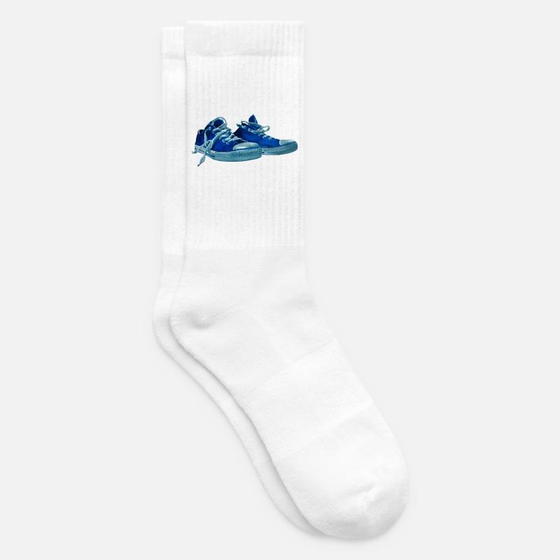 Imprimé bleu de basket - Chaussettes de tennis - blanc