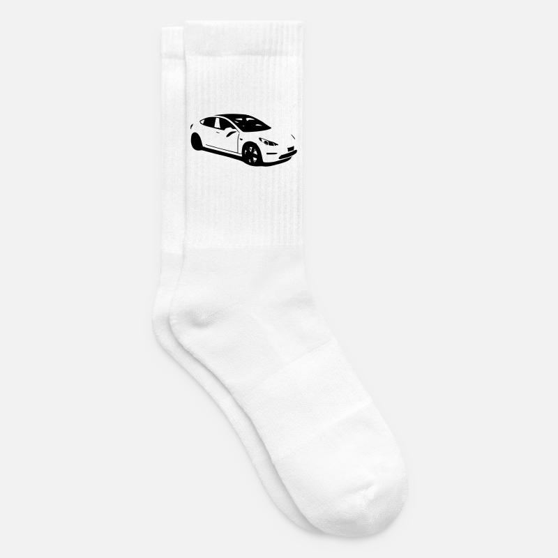 Elektroauto Tesla Model 3 electric car - Tennissocken - Weiß