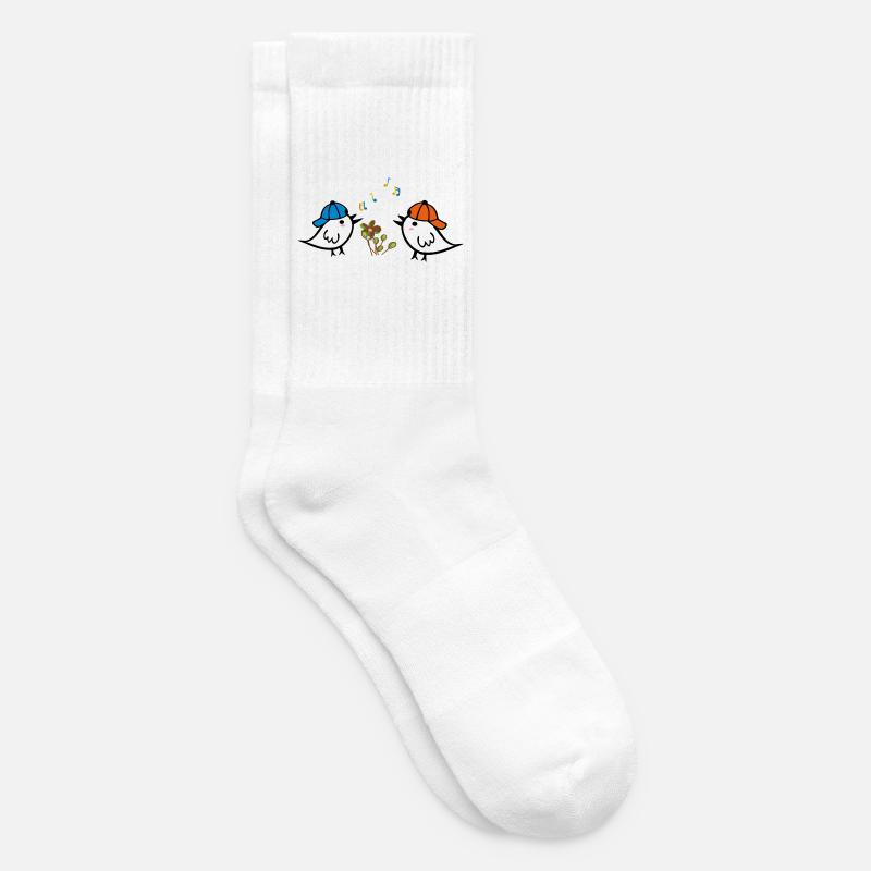 Frühling, Spatzen - Tennissocken - Weiß