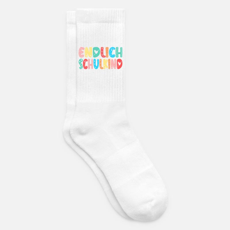 EINSCHULUNG ENDLICH SCHULKIND HERZ - Tennissocken - Weiß