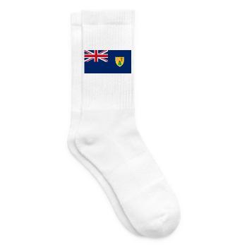 Turks- und Caicosinseln – Flagge mit Wappen auf marineblauem Hintergrund - Tennissocken - Weiß - Rechts