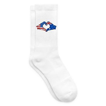 États-Unis, Australie, drapeau, main, forme de coeur - Chaussettes de tennis - blanc - Droite