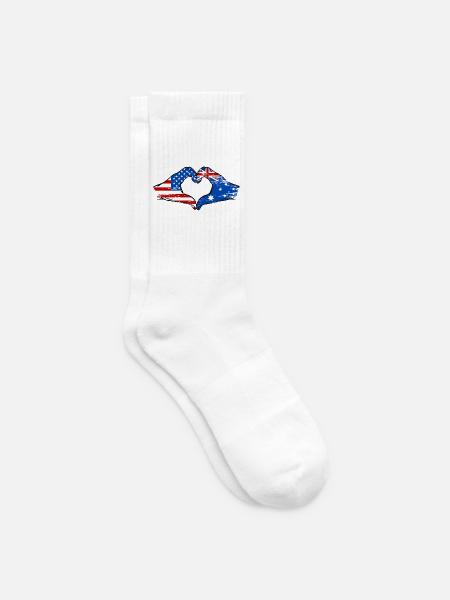 USA Australien Flagge Haende Herzform used - Tennissocken - Weiß