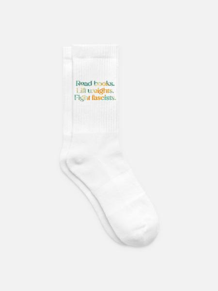 Read books. Lift weights. Fight fascists. - Tennissocken - Weiß