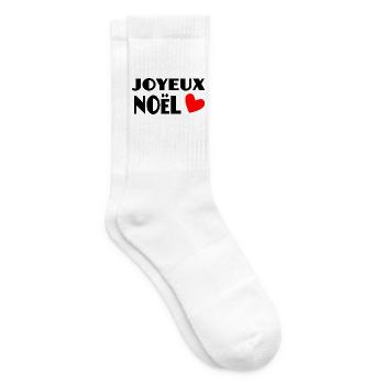 NOËL. JOYEUX NOËL. MERRY CHRISTMAS. SAPIN. NATURE. - Chaussettes de tennis - blanc - Droite