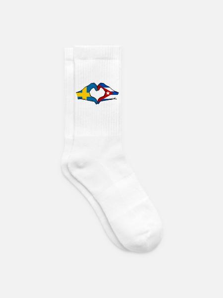 Schweden Kuba Flagge Herz Hände - Tennissocken - Weiß