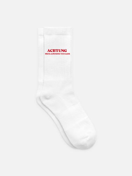Achtung freilaufender Teenager - Tennissocken - Weiß