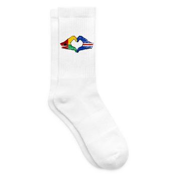 Cape Verde Guinea-Bissaus flag heart shape used - Tennis socks - white - Right