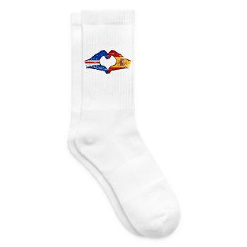 Cape Verde Spain flag hands heart shape used - Tennis socks - white - Right