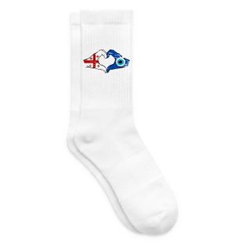 Georgia Nazar Flag Hands Heart Shape Used - Tennis socks - white - Right