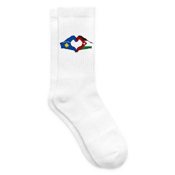 Kosovo Jordanien Flagge Hände Herzforn - Tennissocken - Weiß - Rechts