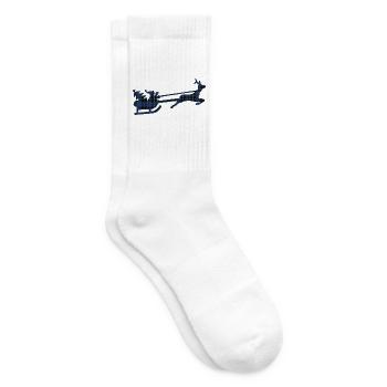 Blauer Tartan-Santa-Schlitten-Silhouette - Tennissocken - Weiß - Rechts