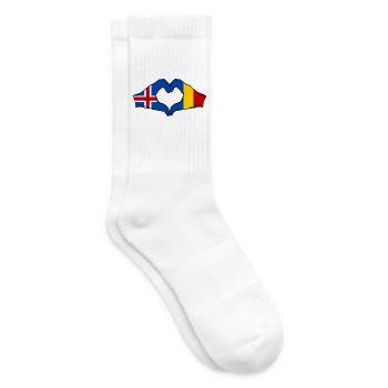 Island Rumänien Flagge Hände Herzform - Tennissocken - Weiß - Rechts