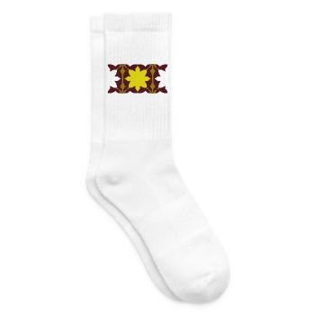 Kaleidoskop Gelb-Maron Muster - Tennissocken - Weiß - Rechts