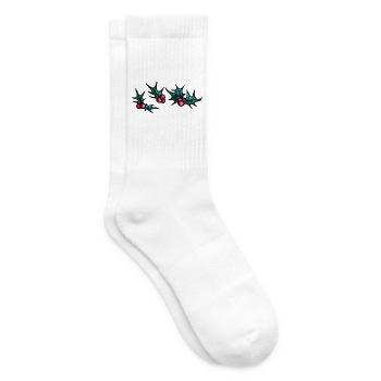 Stechpalmen-Nachtfallmuster - Tennissocken - Weiß - Rechts