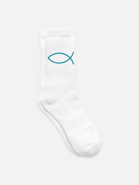 Jesusfisch türkis Ichthys Jesus Fisch - Tennissocken - Weiß