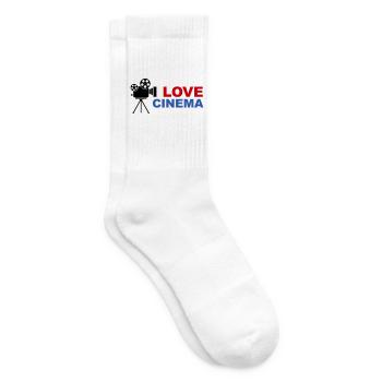 Love Cinema Typographie Rouge Bleu Audacieuse - Chaussettes de tennis - blanc - Droite