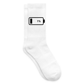 Leere Batterie Akku 1% - Tennissocken - Weiß - Rechts