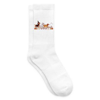 Halloween-Dackel - Tennissocken - Weiß - Rechts