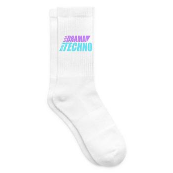 Less drama more techno Spruch Party Rave Logo Text - Tennissocken - Weiß - Rechts