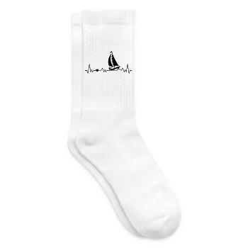 Retro Segeln Herzschlag Für Segler mit Segelboot - Tennissocken - Weiß - Rechts