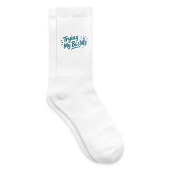 Trying My Best - Achtsamkeit Spruch - Tennissocken - Weiß - Rechts