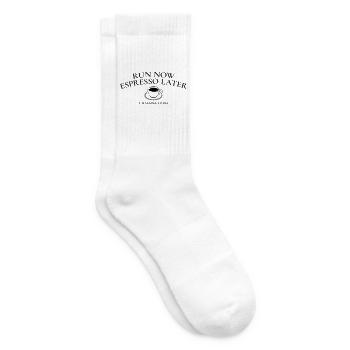 Lauf jetzt, Espresso später – Laufen & Kaffeeleben - Tennissocken - Weiß - Rechts