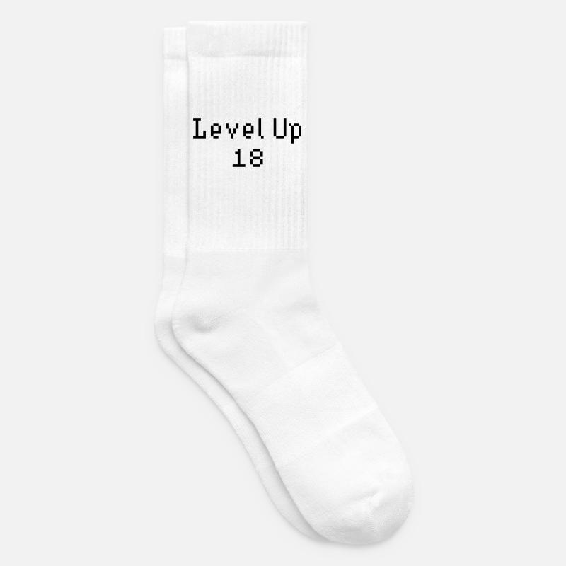 Level Up - 18th Birthday - Tennis socks - white