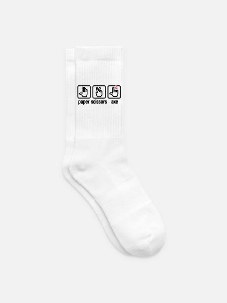 Papier - Schere - Axt - Stein - Holzfäller - Tennissocken - Weiß