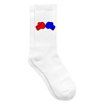 Deux gants de boxe rouge et bleu - Chaussettes de tennis - blanc - Droite