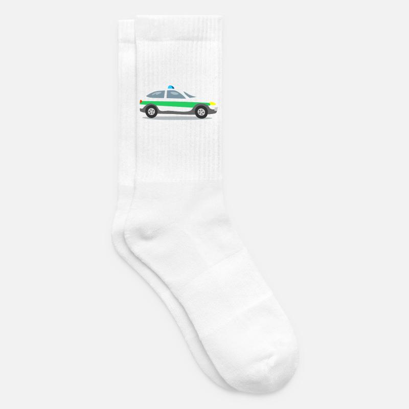 Polizeiauto mit Blaulicht - Tennissocken - Weiß